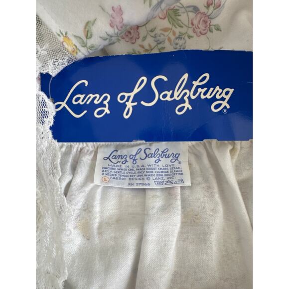 NWT vintage Lanz of Salzburg 100% cotton floral lace trim nightgown, USA large - Picture 12 of 16